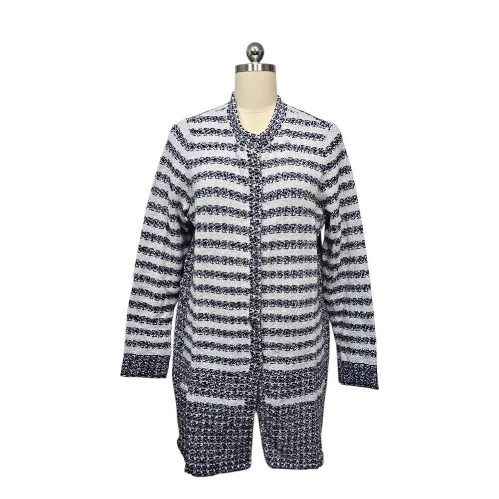 NIC+ZOE‎ Striped Knit Cardigan Jacket Long Sleeve Button Front Womens Size Large
